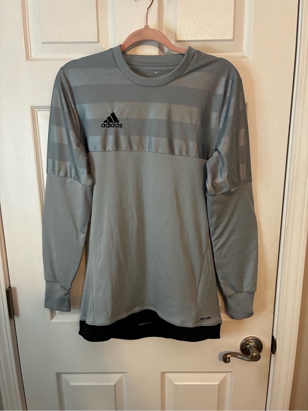 Adidas Climate Goal Keepers Jersey In Light Gray With Striped Accent